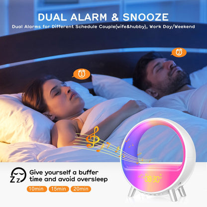 AuraGlow™ Multi-functional Smart Lamp Bluetooth Speaker Smart Alarm Clock Night Light WiFi Wake Up Light (phone app available)