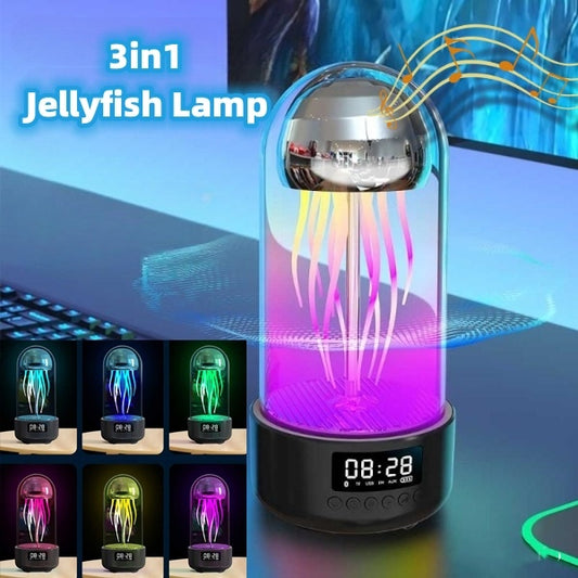 AuraGlow™ 3in1 portatable Jellyfish Lamp and Bluetooth speaker with LED dynamic sound pick up