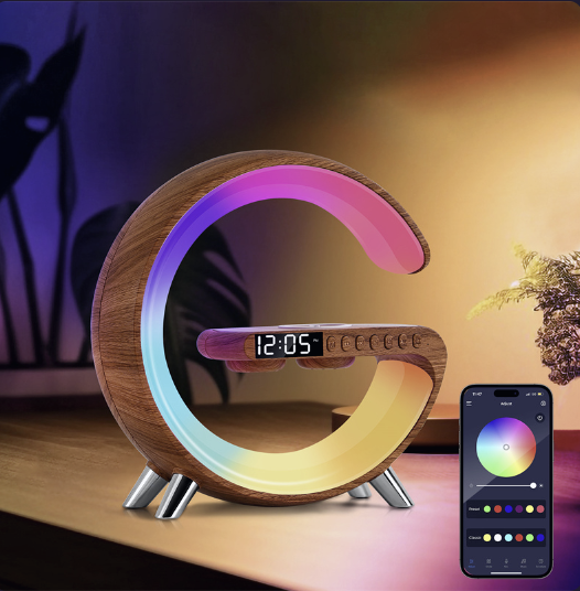 AuraGlow™ New Intelligent G Shaped LED Lamp Bluetooth Speaker Wireless Charger