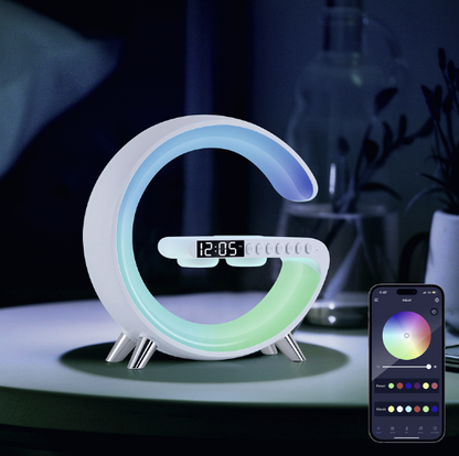 AuraGlow™ New Intelligent G Shaped LED Lamp Bluetooth Speaker Wireless Charger