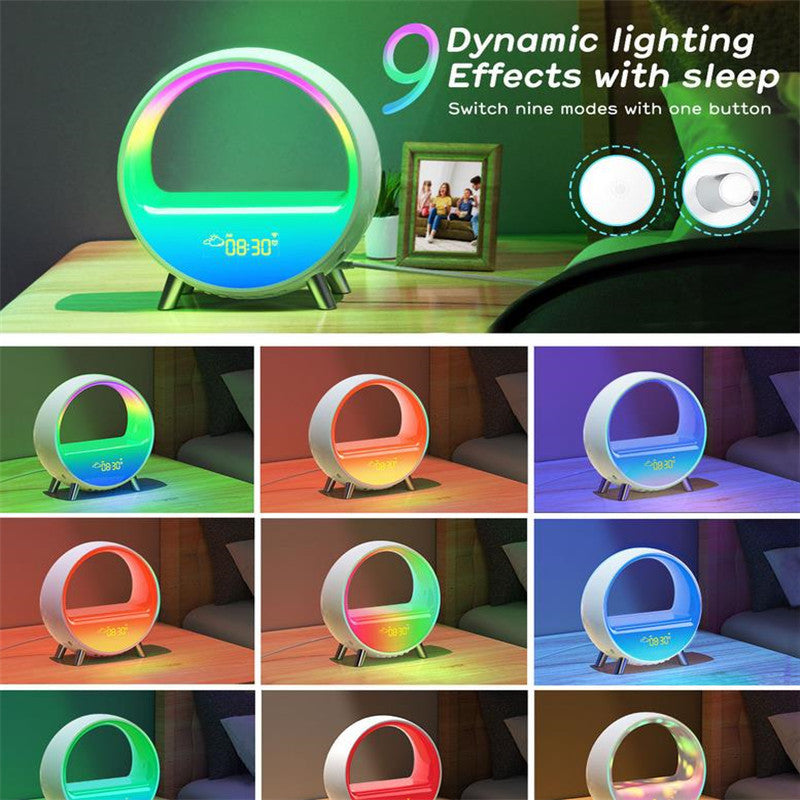 AuraGlow™ Multi-functional Smart Lamp Bluetooth Speaker Smart Alarm Clock Night Light WiFi Wake Up Light (phone app available)