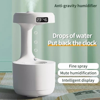 AuraGlow™ Intelligent Anti-Gravity Humidifier with nightlight and LED-display clock