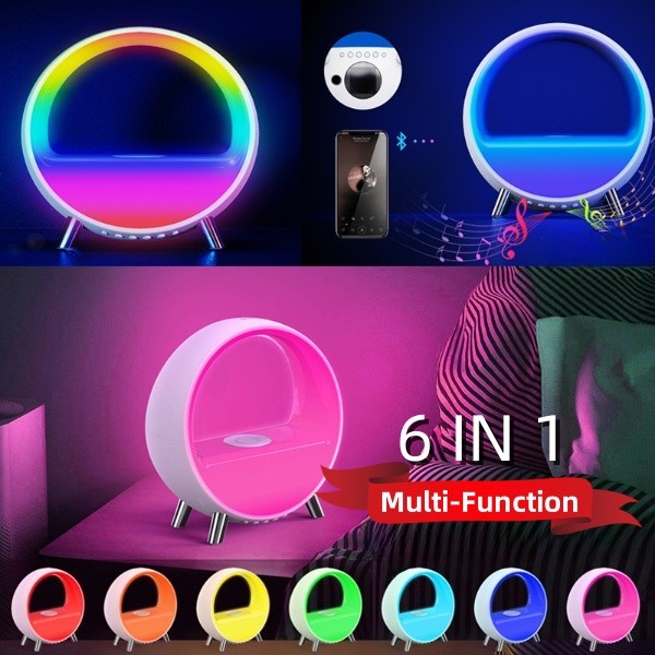 AuraGlow™ Multi-functional Smart Lamp Bluetooth Speaker Smart Alarm Clock Night Light WiFi Wake Up Light (phone app available)